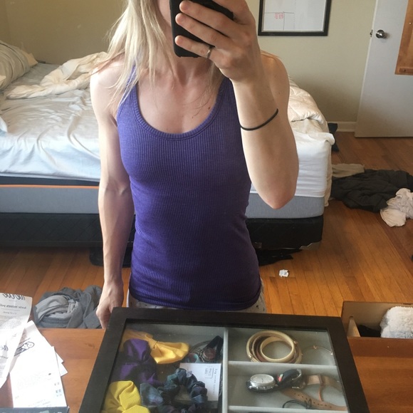lululemon athletica Tops - Lululemon purple ribbed tank with built in bra